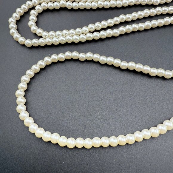 Faux Pearl Long Single Strand Necklace Elegant Opera Length Beaded Jewelry Acces - Picture 3 of 8